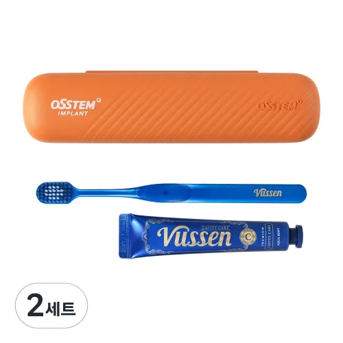 뷰센 여행 휴대용 양치키트 C 충치케어 치약 40g + 칫솔 세트, 2세트