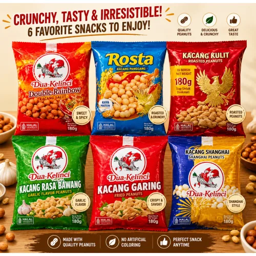 Paket Snack Kacang Indonesia 6 Varian Dua Kelinci Rosta, 1세트, 1.08kg
