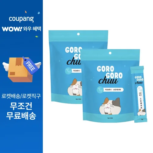 gorogoro 고양이 츄 치킨 튜나 스킨 앤 코트 짜먹는 간식 30p