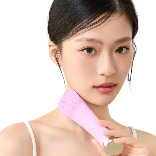 ERANSTAR 실리콘 진동클렌저 전동 브러쉬 세안기 온열 얼굴 클렌징 모공 피지 제거, 핑크, ER-WL2106