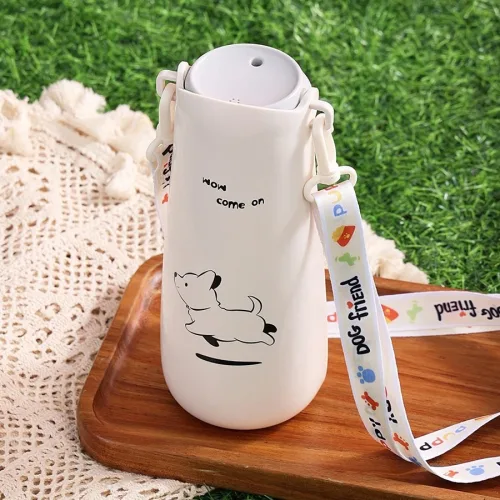 강아지 물통,550ML 강아지 물통 대용량,강아지 휴대용 물통,강아지 산책 물병,강아지 캠핑용품, 1개, White