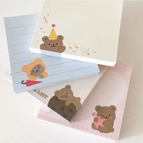 러블리 곰돌이 캐릭터 메모지 4P 모음 체크리스트 메모 용지, 러블리곰메모모음, 4개, 50매