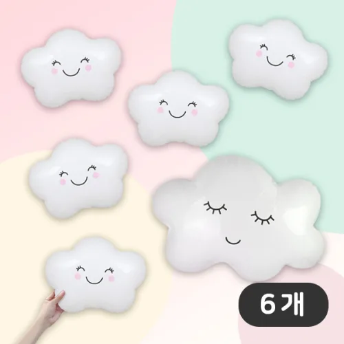 [파티지] 날씨풍선 세트 / 구름풍선 무지개풍선 햇님풍선 달풍선 별풍선, We_01_스마일 구름풍선 세트_6개입