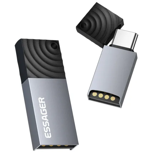 Essager USB 2.0 C타입 마이크로 SD 카드리더기, 1개, 회색, EDKTF-QW0G-P