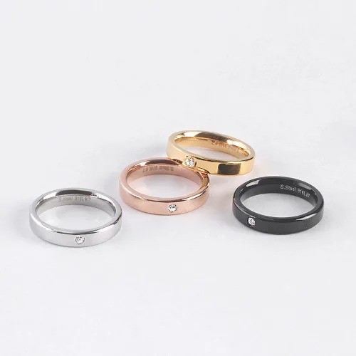 VARAM 써지컬316L스틸 4mm 보석 우정링 커플링 큐빅반지