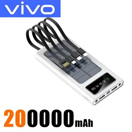 VIVO 태양광 보조배터리 500000mAh 대용량 고속 충전 배터리 듀얼 USB 4개 케이블 포함 아이폰 삼성 2026용