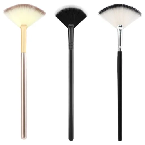 올웨일리 뷰티 하이라이터 팬 브러쉬 26TSP3744 3종 세트, 1세트, 블랙, 실버, 골드