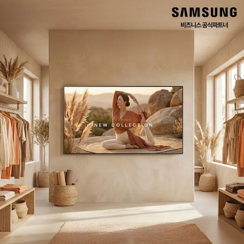 삼성전자 4K UHD 디지털 사이니지 광고 모니터 베젤리스 크리스탈 디스플레이 업스케일 노이즈 감소 회의실 매장용 광고용 비즈니스용 디지털 전광판, QMC, 방문설치, 벽걸이형, 138.7cm(55인치)