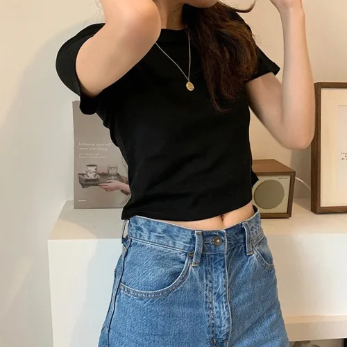 D.F. 여성 크롭티 반팔 티셔츠 크롭 반팔티 8컬러