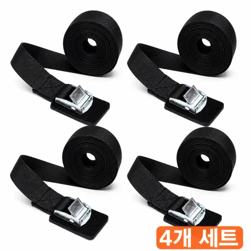 캠버클 스트랩 미니 결속벨트 고정 스트랩 타이다운 스트랩 짐 고정벨트 다용도 고정벨트 차량용 캠핑 이사 자전거 오토바이 운반용 보호패드 포함 업그레이드형 4개 세트, 1세트, 블랙