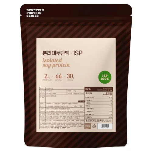 분리 대두 단백질 식물성 소이 프로틴 원물 보충제 ISP 무맛, 1개, 2kg