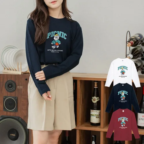험블스튜디오 곰돌이 남녀공용 봄 가을 긴팔티 빅사이즈