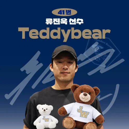 [네오플레인] 롯데 박세웅 프로야구 선수 테디베어 키링 불꽃야구 크보 팬 굿즈 판매 선물템, 브라운, 1개