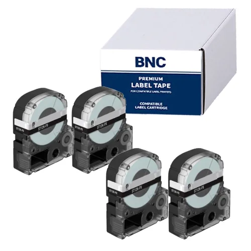 BNC 엡손 호환 라벨테이프 라벨프린터기 라벨기 테이프, 18mm, 투명바탕/검정글자 4개