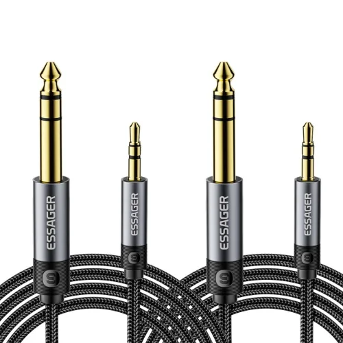 Essager 3.5mm to 6.5mm TRS 오디오 케이블 2개입, 2개, 회색, EYPMM-XL0G-P