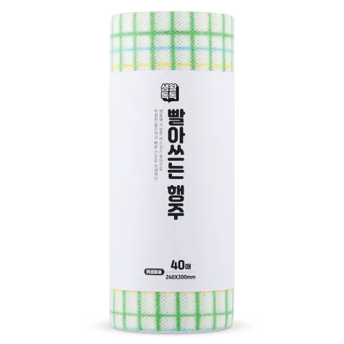 생활toktok 국산 여러번 빨아쓰는 롤타입 레이온 자연 행주 M, 1개, 40개입