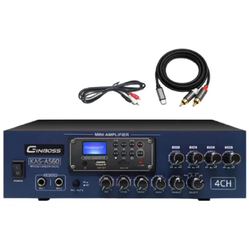 진보스 KAS-A560 4채널 블루투스 매장용 미니 앰프 400W 카페 식당 학원 업소용 앰프 USB FM라디오