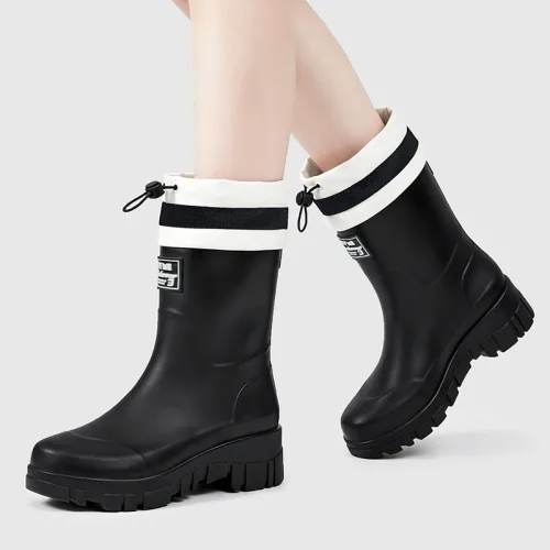 Modern Fashion 여성 발편한 레인부츠 스트링 장화 R13