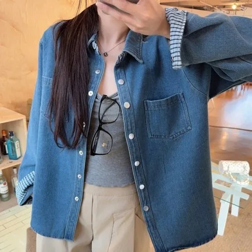 여성 데님 셔츠 아우터 빈티지 워싱 오버핏 청남방 간절기