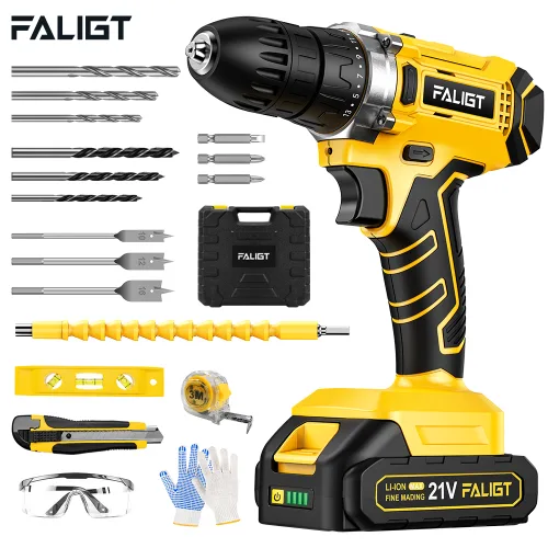 FALIGT 21V 고출력 무선 충전 해머 전동 드릴 드라이버 고급형 공구세트 2.0Ah 리튬이온배터리