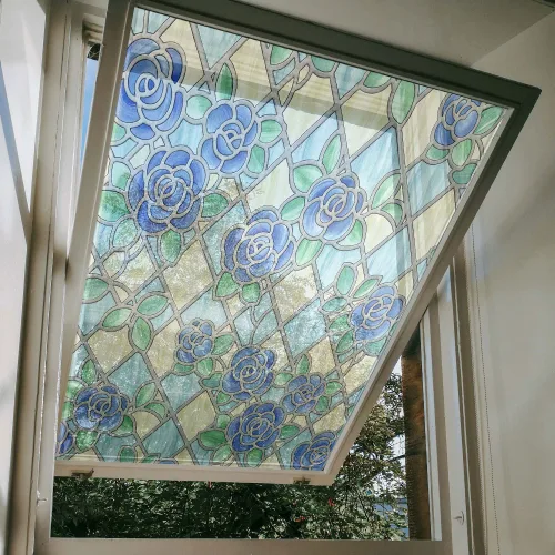 베니리아데코르 레트로 창문용시트지, 블루밍11-833, 폭 45cm x 길이 300cm