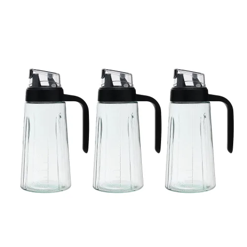 쿠킹홈 키친플로 자동개폐 오일병 3p세트(600ml) (블랙), 3개, 600ml