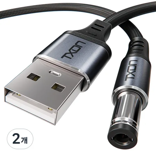 티엑스온 USB 전원케이블 DC 5v 외경 5.5mm 케이블, 1.2m, 2개