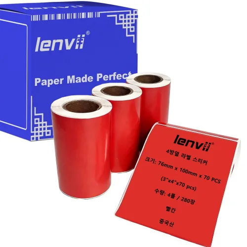 LENVII 멀티 사이즈 컬러 합성 감열 라벨지로 방수, 내유성, 스크래치, 찢김 방지, 선명한 인쇄가 가능하며 감열 프린터에 적용되어 색상 구분 기능이 있어 아름답고 효율적입니다, 1박스