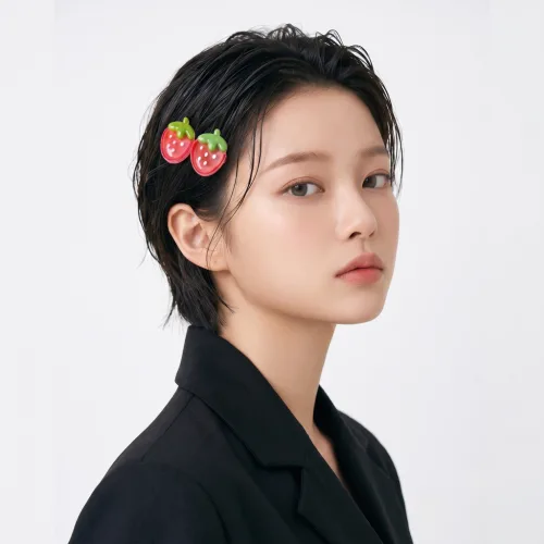 귀여운 과일 방울 머리끈 미니 집게핀 세트 키치한 여름 포인트 헤어 액세서리 올인원팩