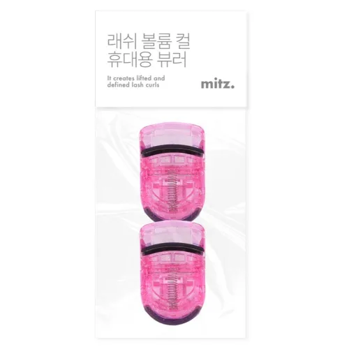 밋즈 콤팩트 볼륨 컬 휴대용 뷰러 2p, 1개, 핑크