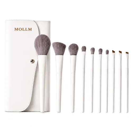 MOLLM 메이크업 브러쉬 브러쉬 세트 파운데이션 브러쉬 아이섀도우 붓 10종, 1개, 화이트