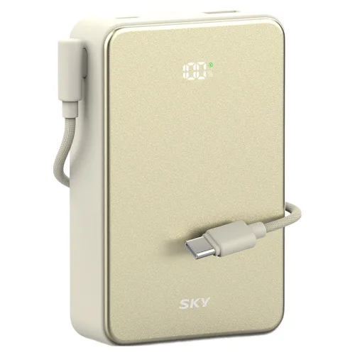 스카이 필 Cube 20000mAh PD QC 22.5W 고속충전 LCD잔량표시 대용량 미니 보조배터리 케이블 멀티단자, 베이지, SKY-A20
