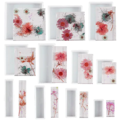 사각형 12가지 사이즈 포토 트레이 레진 공예 아트 실리콘몰드, 1개, 직사각 6x4cm