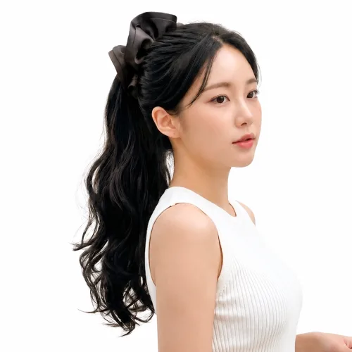 가발위드 여성 레이스 집게핀 포니테일 가발 롱웨이브 곱창 묶음머리 데일리 P455