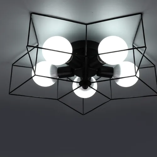 LED 별5등 방등 60W, 블랙+주광색