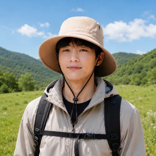 남녀공용 자외선차단 버킷햇 턱끈 아웃도어 등산 낚시 모자, 베이지