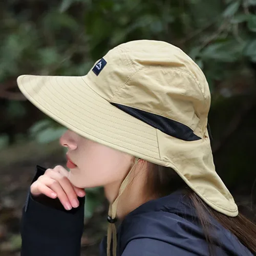 여성용 자외선차단 등산모자 햇빛가리개 썬캡 사파리모자 여름 쿨 버킷햇, 베이지