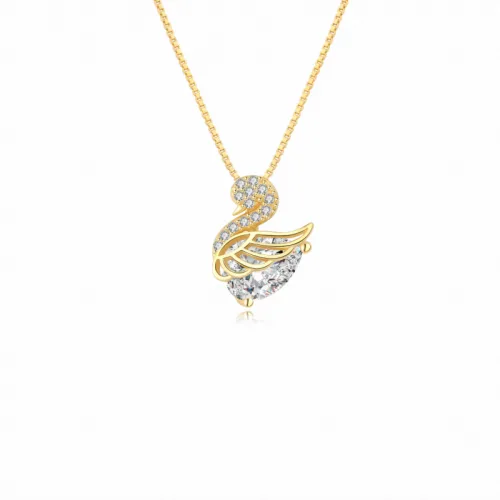 Ramlove 18K 골드스완 골드 다이아몬드 스완 목걸이 GRA인증여성 데일리연인 선물도금 목걸이 XSD003