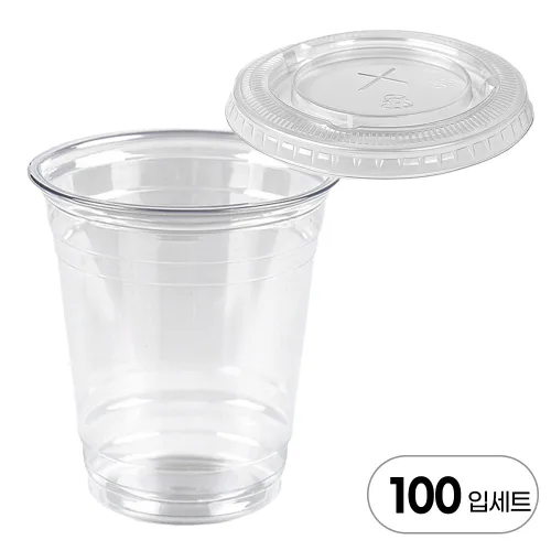 [국내생산] 대성F&B 투명아이스컵 테이크아웃 92파이 395ml(14온스) 투명컵+뚜껑 SET, 1세트