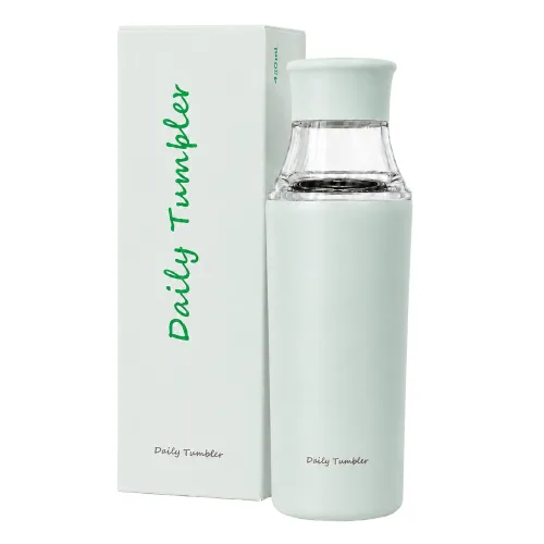 MOOA 스테인리스 보온보냉 텀블러 트라이탄 티백 물병, 1개, 450ml, 소프트 민트
