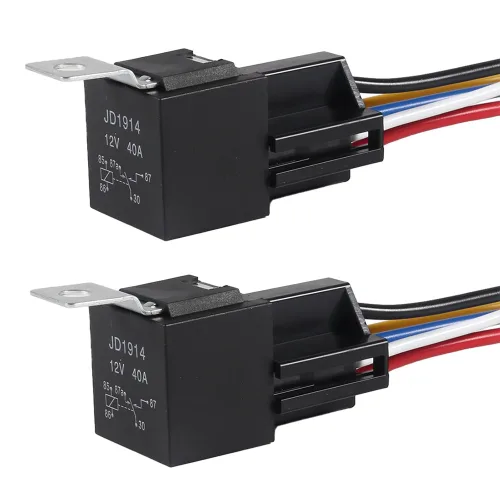 5핀 자동차 릴레이 12V 40A SPDT 차량용 릴레이 하네스 소켓 포함 14/16 AWG 사전 배선 완성 자동차 트럭 보트 호환, 2개
