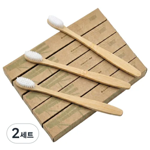 이븐스 자연으로 대나무 칫솔 제로웨이스트 공용, 대나무 흰둥이, 2세트, 10개입