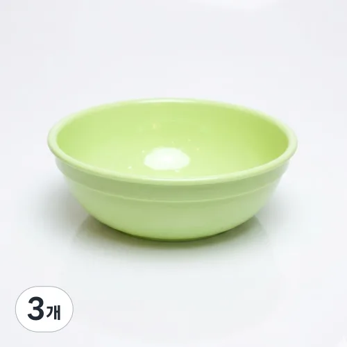 리빙메이트 단체급식 표준형 PC 식판국그릇 14 x 5.3 cm, 파스텔 연두, 3개