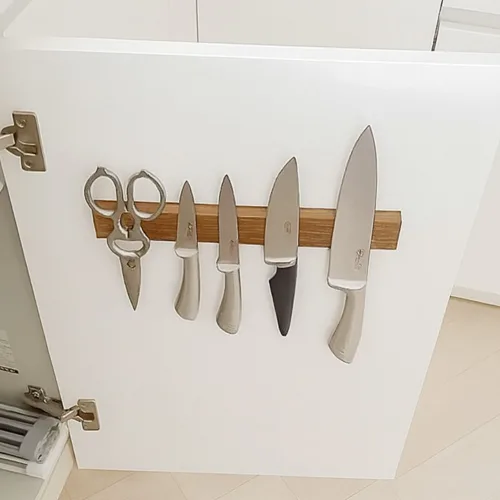 칼날손상X 원목 자석 칼걸이 칼꽂이 칼블럭 Universal magnetic knife strip, Wood, 1개, WOOD 40cm [EW039]