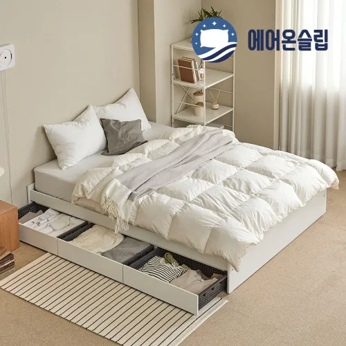 100%국내생산+E0등급+3서랍 레이튼 침대 프레임 단품 방문설치 S SS D Q, 프레임_화이트