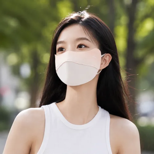 ANNIOU 그라데이션 눈가 보호 자외선 차단 마스크, 1개, 복숭아 핑크