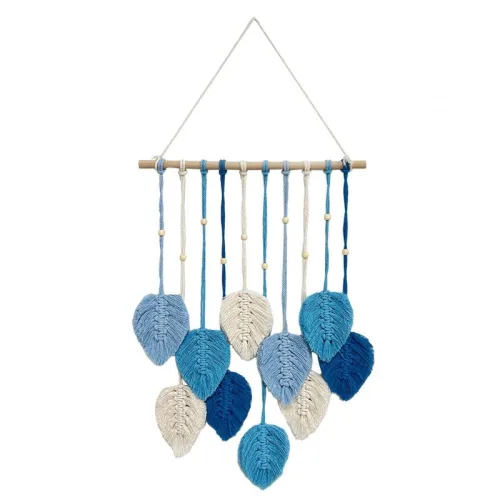 GHSHOP 나뭇잎 짠 태피스트리 Macrame 벽 매달려 벽 아트 펜던트 홈 공예 장식 벽 장식 잎 Tassels 보육 룸