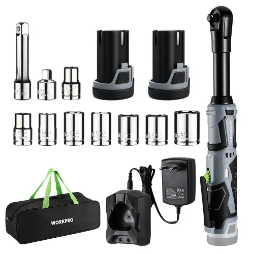 WORKPRO 12V 충전식 3/8인치 전동 라쳇렌치 세트 배터리2개 LED 조명 롱 헤드 렌치 자동차 정비 공구 전동 라쳇 렌치 앵글 드릴 드라이버, 1개
