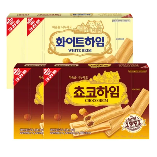 추억의 레트로 패키지 크라운 쵸코하임 2개 + 화이트하임 2개 2종세트