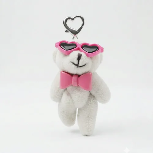미니 곰돌이 곰인형 열쇠고리 키홀더 가방고리 키링, 1개, 베어-썬글라스